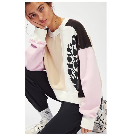 Free People Tops - Free People FP Movement Intercept Colorblock Graphic Sweatshirt Size Small